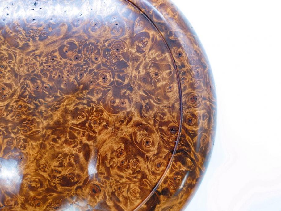 稀少　人間国宝　川北良造　栃杢　金象嵌　杢目が美しく高級感漂う食籠(喰篭、食篭、菓子器、菓子入れ、共箱付き)(R-070267)