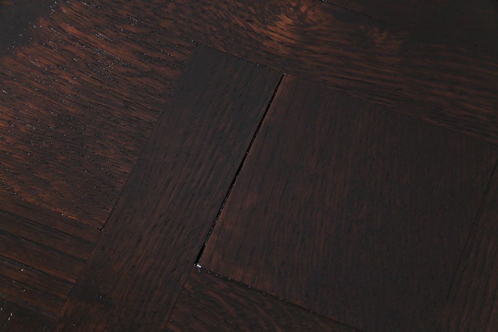 アンティーク家具　フランスアンティーク　パーケットの天板が美しいドローリーフテーブル(エクステンションテーブル、ダイニングテーブル)