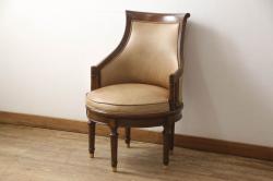 中古　DREXEL HERITAGE(ドレクセルヘリテイジ) Upholstery(アップホルスタリー)　本革製の優雅なデスクチェア(ゲームチェア、回転チェア、椅子)(定価約43万円)(R-056708)