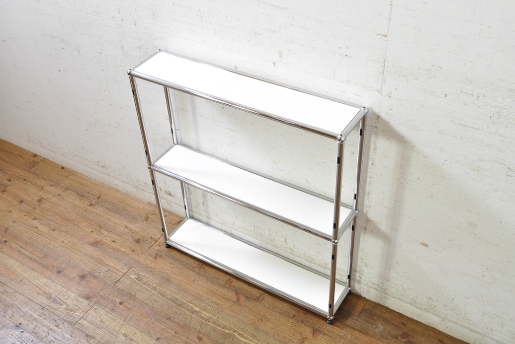 中古　美品　USMハラー(USM Haller)　美しくシンプルなデザインが目を引く鉄製サイドボード(陳列棚、アイアンラック、キャビネット、オープンラック、飾り棚、オープンシェルフ)(R-074372)