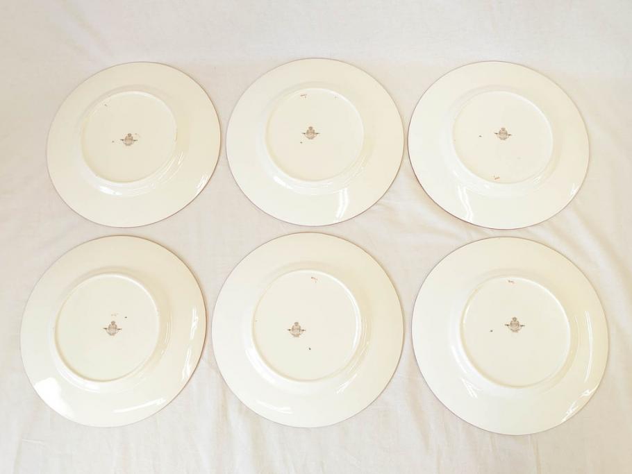 希少　イギリス　MINTONS(ミントン)　HAZLEMERE(ヘイゼルミア)　クラシックな雰囲気が素敵なプレート6枚セット(箱付き、洋食器、皿)(R-070273)
