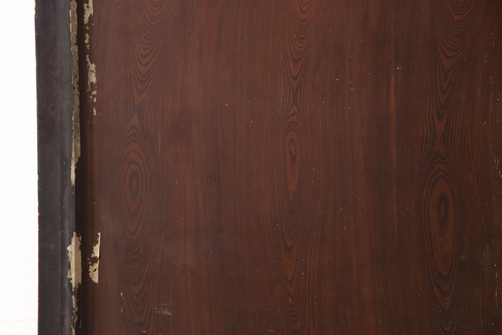 和製アンティーク　枠ヒノキ(檜)材・板ケヤキ(欅)材　鶴・亀　大きな金具が存在感抜群の庄内蔵戸1枚(玄関戸、引き戸、建具)(R-062149)