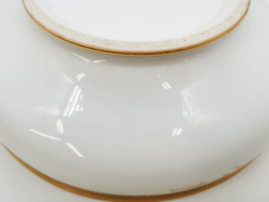 明治～大正期　オールドノリタケ　NORITAKE　木の実　金彩　金盛　ハンドペイント　自然モチーフが繊細な筆致と豊かな色彩で描かれた優雅な雰囲気のボウル(深皿、鉢、プレート、洋食器)(R-083291)