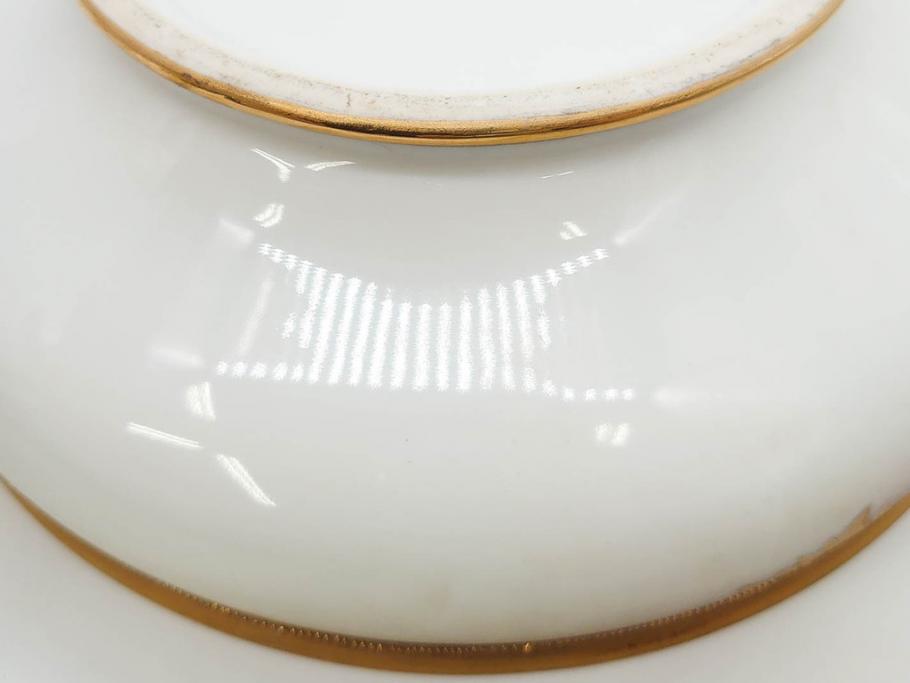 明治～大正期　オールドノリタケ　NORITAKE　木の実　金彩　金盛　ハンドペイント　自然モチーフが繊細な筆致と豊かな色彩で描かれた優雅な雰囲気のボウル(深皿、鉢、プレート、洋食器)(R-083291)