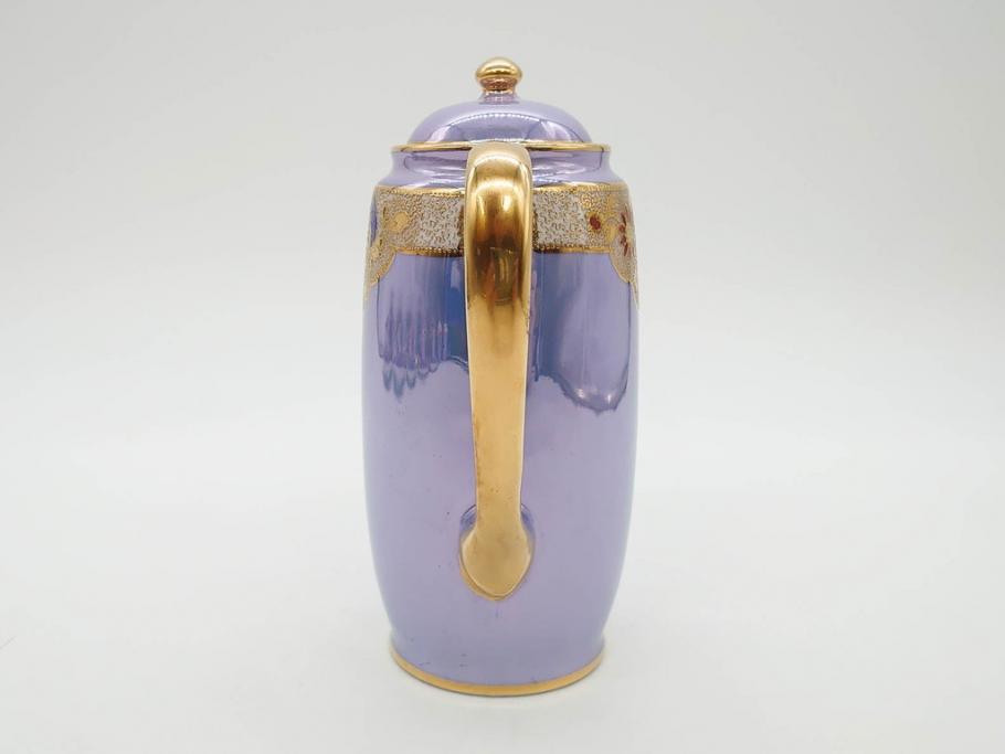 大正～昭和初期　オールドノリタケ　NORITAKE　ラスター彩　金彩　金盛　花蝶　美しい光沢がテーブルを華やかに彩るデミタスコーヒーセット(キャビネット、ティー、ポット、クリーマー、シュガーポット、カップ&ソーサー、C&S、洋食器)(R-083292)