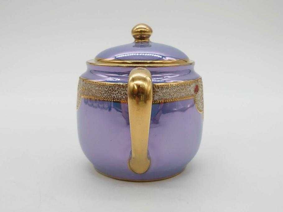 大正～昭和初期　オールドノリタケ　NORITAKE　ラスター彩　金彩　金盛　花蝶　美しい光沢がテーブルを華やかに彩るデミタスコーヒーセット(キャビネット、ティー、ポット、クリーマー、シュガーポット、カップ&ソーサー、C&S、洋食器)(R-083292)