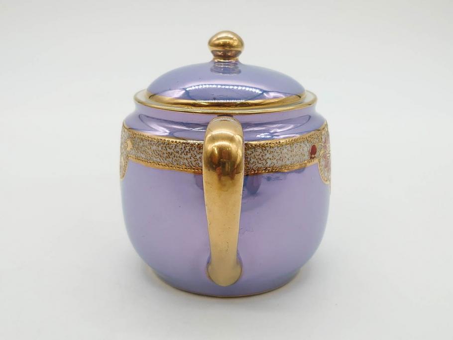 大正～昭和初期　オールドノリタケ　NORITAKE　ラスター彩　金彩　金盛　花蝶　美しい光沢がテーブルを華やかに彩るデミタスコーヒーセット(キャビネット、ティー、ポット、クリーマー、シュガーポット、カップ&ソーサー、C&S、洋食器)(R-083292)
