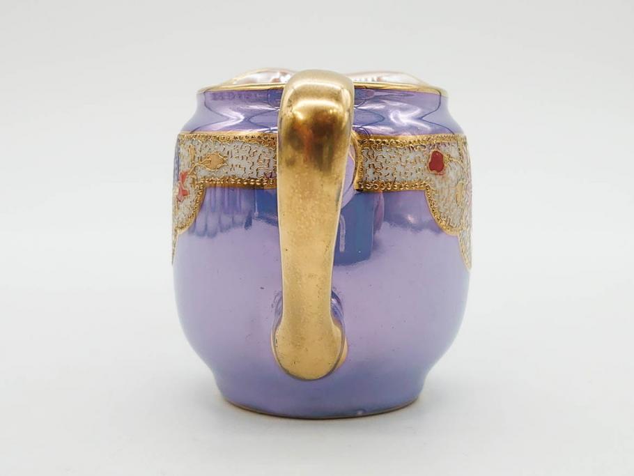 大正～昭和初期　オールドノリタケ　NORITAKE　ラスター彩　金彩　金盛　花蝶　美しい光沢がテーブルを華やかに彩るデミタスコーヒーセット(キャビネット、ティー、ポット、クリーマー、シュガーポット、カップ&ソーサー、C&S、洋食器)(R-083292)