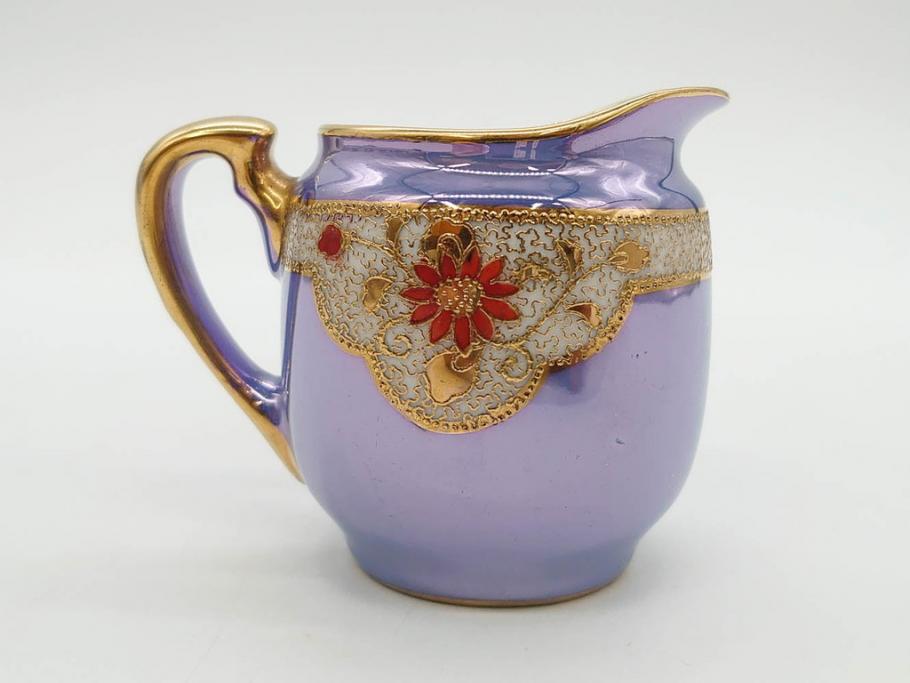 大正～昭和初期　オールドノリタケ　NORITAKE　ラスター彩　金彩　金盛　花蝶　美しい光沢がテーブルを華やかに彩るデミタスコーヒーセット(キャビネット、ティー、ポット、クリーマー、シュガーポット、カップ&ソーサー、C&S、洋食器)(R-083292)