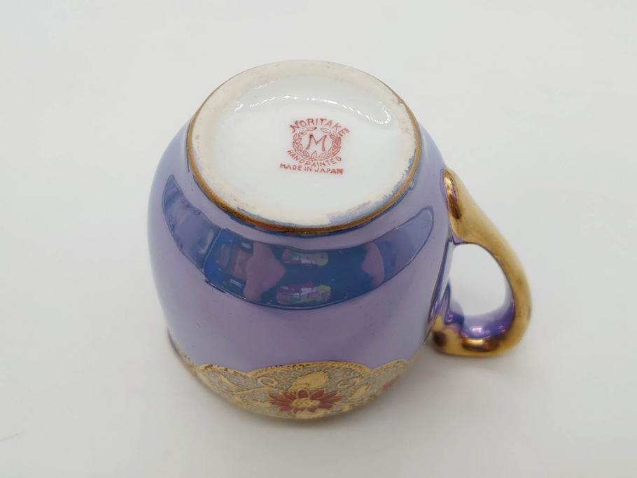 大正～昭和初期　オールドノリタケ　NORITAKE　ラスター彩　金彩　金盛　花蝶　美しい光沢がテーブルを華やかに彩るデミタスコーヒーセット(キャビネット、ティー、ポット、クリーマー、シュガーポット、カップ&ソーサー、C&S、洋食器)(R-083292)