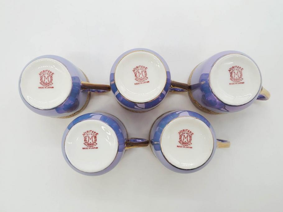 大正～昭和初期　オールドノリタケ　NORITAKE　ラスター彩　金彩　金盛　花蝶　美しい光沢がテーブルを華やかに彩るデミタスコーヒーセット(キャビネット、ティー、ポット、クリーマー、シュガーポット、カップ&ソーサー、C&S、洋食器)(R-083292)