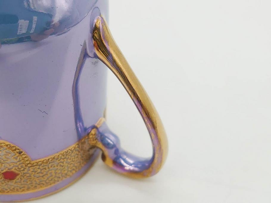 大正～昭和初期　オールドノリタケ　NORITAKE　ラスター彩　金彩　金盛　花蝶　美しい光沢がテーブルを華やかに彩るデミタスコーヒーセット(キャビネット、ティー、ポット、クリーマー、シュガーポット、カップ&ソーサー、C&S、洋食器)(R-083292)