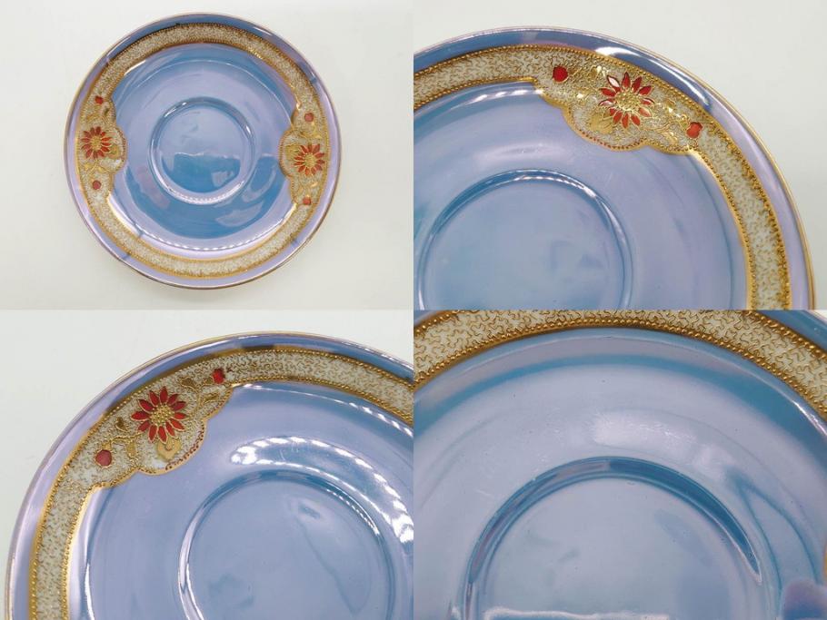 大正～昭和初期　オールドノリタケ　NORITAKE　ラスター彩　金彩　金盛　花蝶　美しい光沢がテーブルを華やかに彩るデミタスコーヒーセット(キャビネット、ティー、ポット、クリーマー、シュガーポット、カップ&ソーサー、C&S、洋食器)(R-083292)