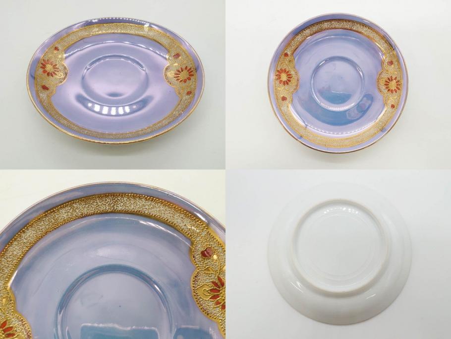 大正～昭和初期　オールドノリタケ　NORITAKE　ラスター彩　金彩　金盛　花蝶　美しい光沢がテーブルを華やかに彩るデミタスコーヒーセット(キャビネット、ティー、ポット、クリーマー、シュガーポット、カップ&ソーサー、C&S、洋食器)(R-083292)