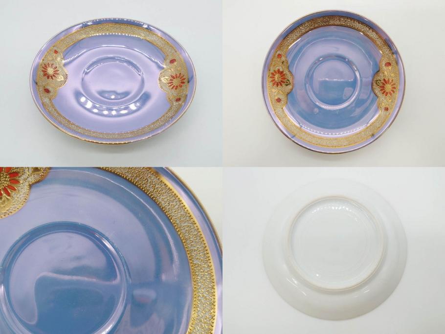 大正～昭和初期　オールドノリタケ　NORITAKE　ラスター彩　金彩　金盛　花蝶　美しい光沢がテーブルを華やかに彩るデミタスコーヒーセット(キャビネット、ティー、ポット、クリーマー、シュガーポット、カップ&ソーサー、C&S、洋食器)(R-083292)