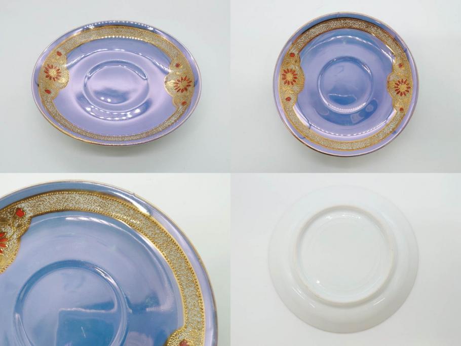 大正～昭和初期　オールドノリタケ　NORITAKE　ラスター彩　金彩　金盛　花蝶　美しい光沢がテーブルを華やかに彩るデミタスコーヒーセット(キャビネット、ティー、ポット、クリーマー、シュガーポット、カップ&ソーサー、C&S、洋食器)(R-083292)
