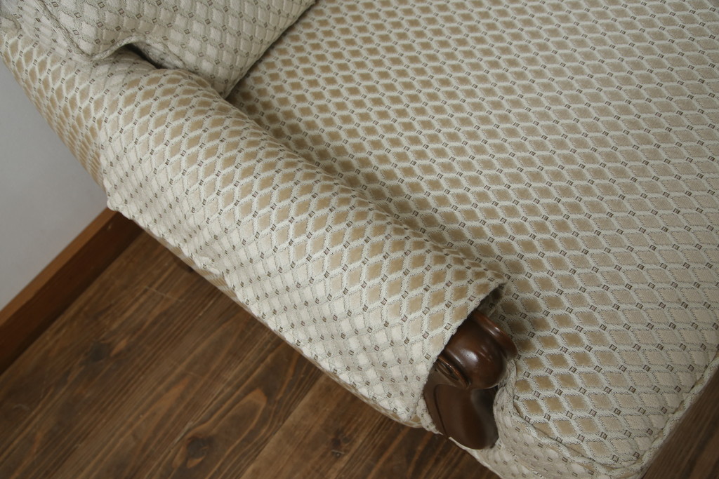 中古　超美品!!　DREXEL HERITAGE(ドレクセルヘリテイジ)　Upholstery(アップホルスタリー)　張り替え済み　クラシカルな佇まいの1人掛けソファ(アームチェア、一人掛け、1P、ラウンジチェア)(R-066406)