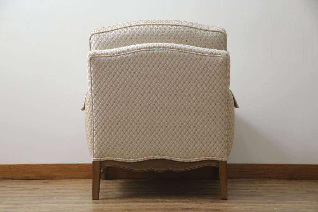 中古　超美品!!　DREXEL HERITAGE(ドレクセルヘリテイジ)　Upholstery(アップホルスタリー)　張り替え済み　クラシカルな佇まいの1人掛けソファ(アームチェア、一人掛け、1P、ラウンジチェア)(R-066406)