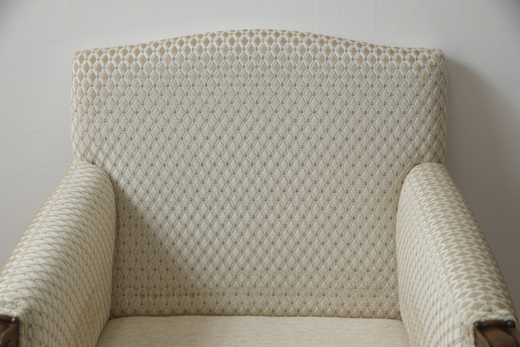 中古　超美品!!　DREXEL HERITAGE(ドレクセルヘリテイジ)　Upholstery(アップホルスタリー)　張り替え済み　クラシカルな佇まいの1人掛けソファ(アームチェア、一人掛け、1P、ラウンジチェア)(R-066406)