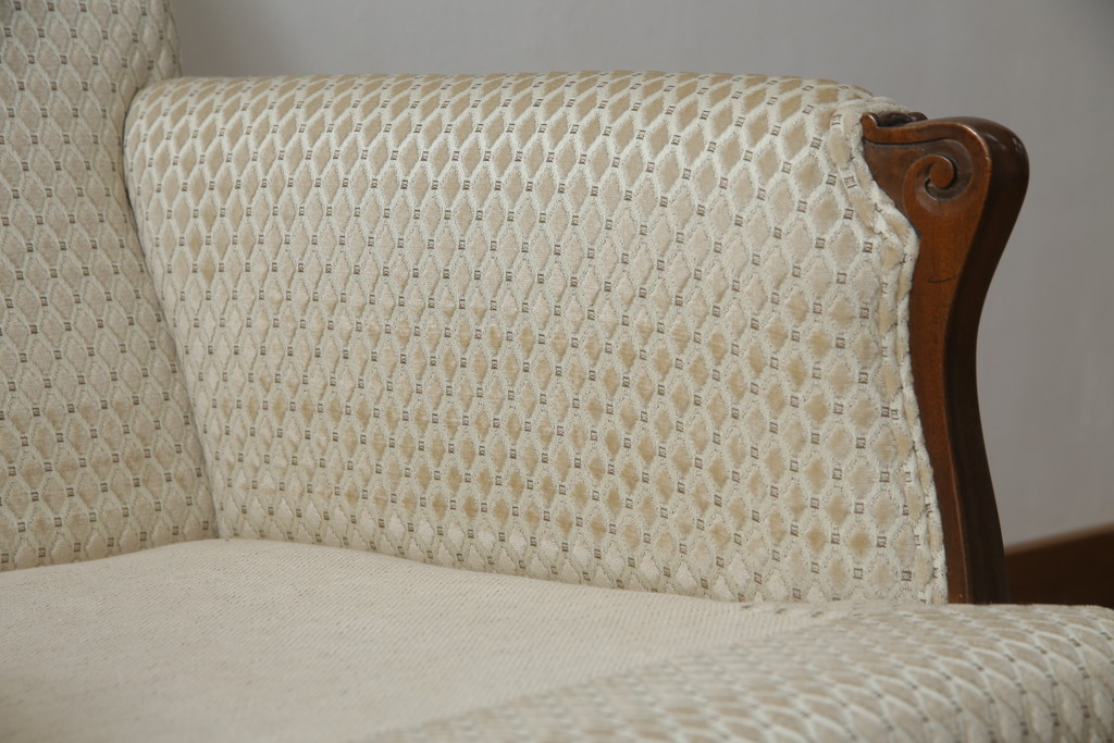 中古　超美品!!　DREXEL HERITAGE(ドレクセルヘリテイジ)　Upholstery(アップホルスタリー)　張り替え済み　クラシカルな佇まいの1人掛けソファ(アームチェア、一人掛け、1P、ラウンジチェア)(R-066406)
