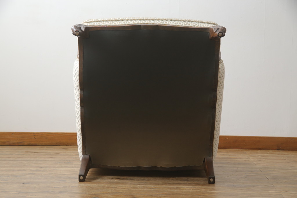 中古　超美品!!　DREXEL HERITAGE(ドレクセルヘリテイジ)　Upholstery(アップホルスタリー)　張り替え済み　クラシカルな佇まいの1人掛けソファ(アームチェア、一人掛け、1P、ラウンジチェア)(R-066406)