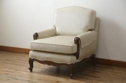 中古　超美品!!　DREXEL HERITAGE(ドレクセルヘリテイジ)　Upholstery(アップホルスタリー)　張り替え済み　クラシカルな佇まいの1Pソファ(アームチェア、一人掛け、1人掛け、ラウンジチェア)(定価約45万円)(R-066488)