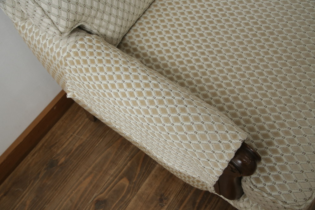 中古　超美品!!　DREXEL HERITAGE(ドレクセルヘリテイジ)　Upholstery(アップホルスタリー)　張り替え済み　クラシカルな佇まいの1Pソファ(アームチェア、一人掛け、1人掛け、ラウンジチェア)(定価約45万円)(R-066488)