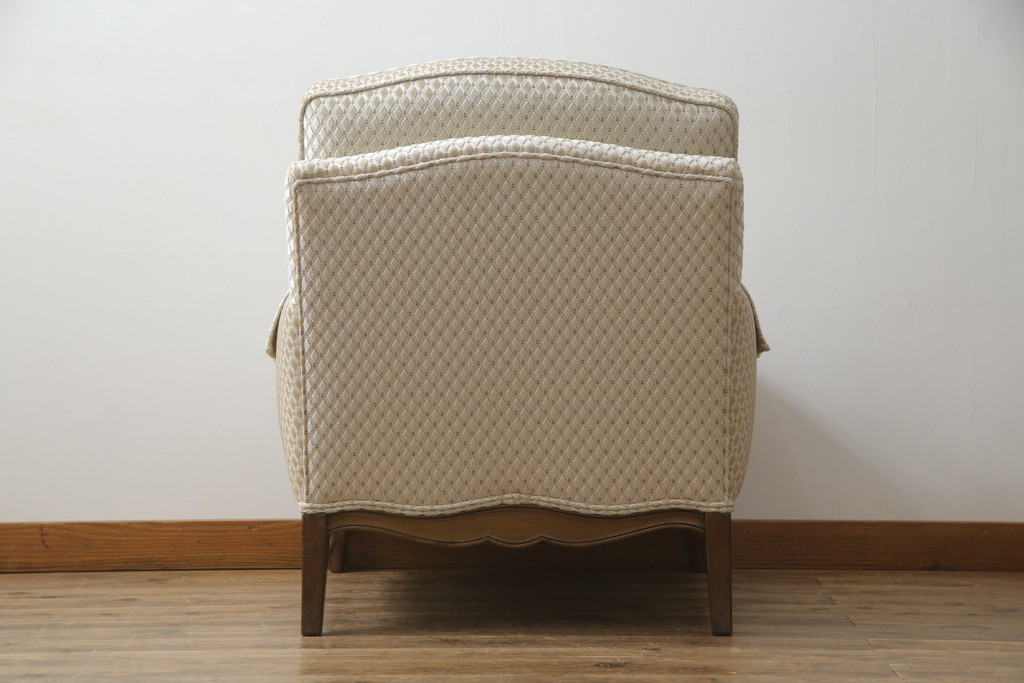 中古　超美品!!　DREXEL HERITAGE(ドレクセルヘリテイジ)　Upholstery(アップホルスタリー)　張り替え済み　クラシカルな佇まいの1Pソファ(アームチェア、一人掛け、1人掛け、ラウンジチェア)(定価約45万円)(R-066488)