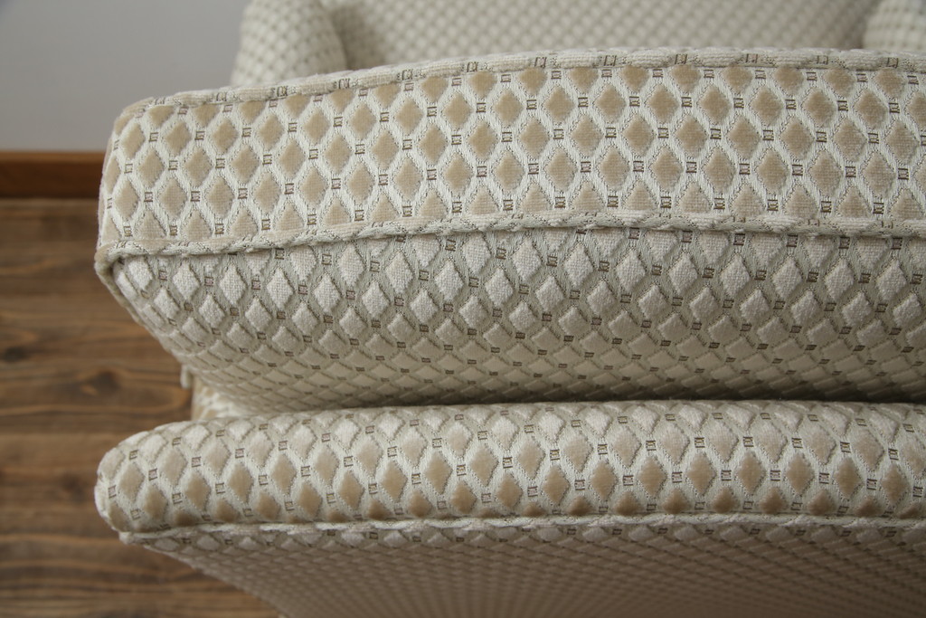 中古　超美品!!　DREXEL HERITAGE(ドレクセルヘリテイジ)　Upholstery(アップホルスタリー)　張り替え済み　クラシカルな佇まいの1Pソファ(アームチェア、一人掛け、1人掛け、ラウンジチェア)(定価約45万円)(R-066488)