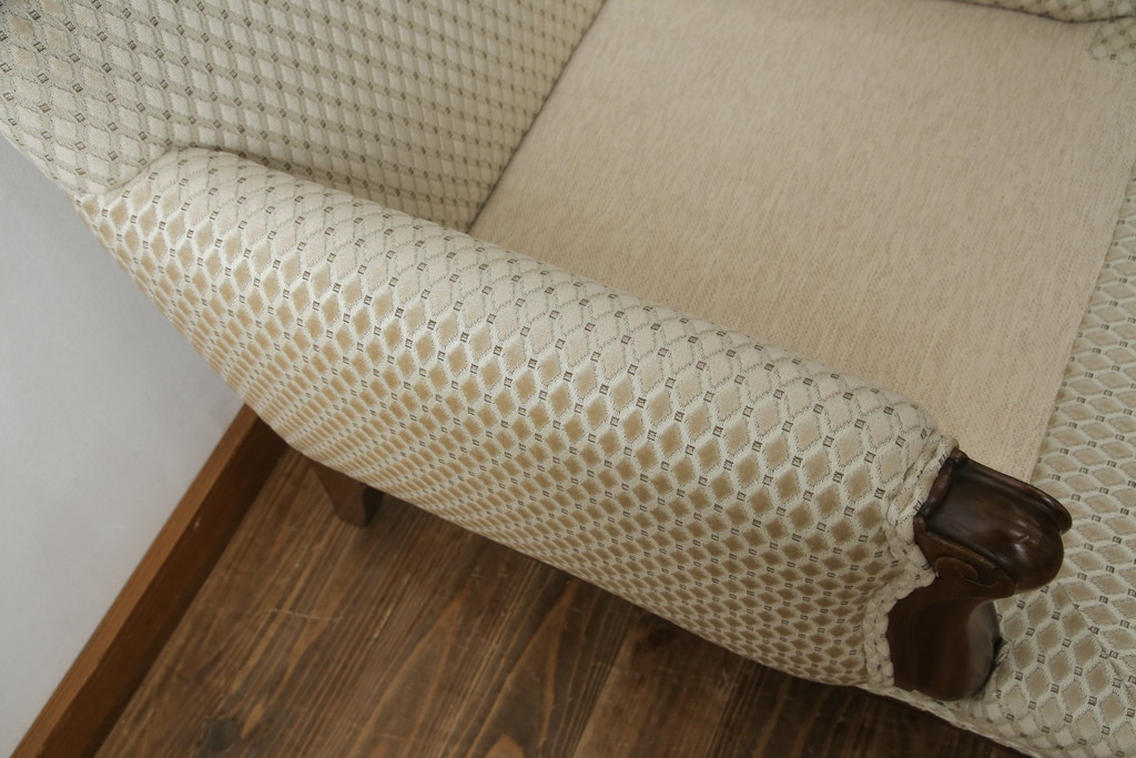 中古　超美品!!　DREXEL HERITAGE(ドレクセルヘリテイジ)　Upholstery(アップホルスタリー)　張り替え済み　クラシカルな佇まいの1Pソファ(アームチェア、一人掛け、1人掛け、ラウンジチェア)(定価約45万円)(R-066488)