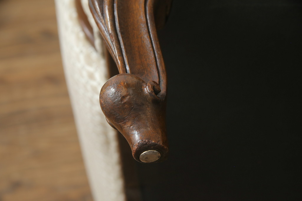 中古　超美品!!　DREXEL HERITAGE(ドレクセルヘリテイジ)　Upholstery(アップホルスタリー)　張り替え済み　クラシカルな佇まいの1Pソファ(アームチェア、一人掛け、1人掛け、ラウンジチェア)(定価約45万円)(R-066488)