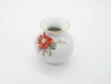 ドイツ　マイセン　Meissen　波の戯れ　ポインセチアの花が愛らしく上品な花瓶(花器、花入、フラワーベース)(定価約66000円)(R-070339)