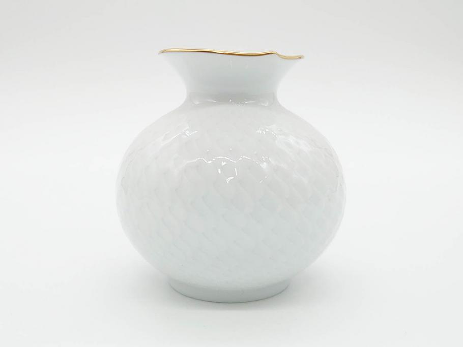 ドイツ　マイセン　Meissen　波の戯れ　ポインセチアの花が愛らしく上品な花瓶(花器、花入、フラワーベース)(定価約66000円)(R-070339)