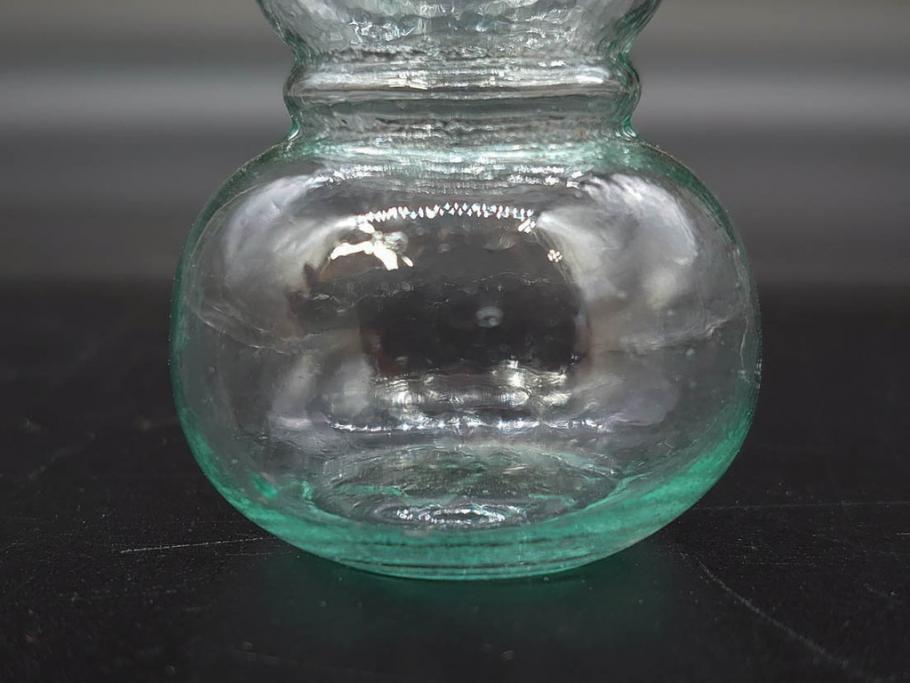 戦前　当時物　瓢箪型　気泡や絶妙なフォルムが味わいのあるニッキ水瓶5個セット(豆ガラス、ちびニッキ水、ガラス容器、駄菓子屋ビン、ペロペロ、レトロガラス、一輪挿し、ひょうたん)(R-076989)