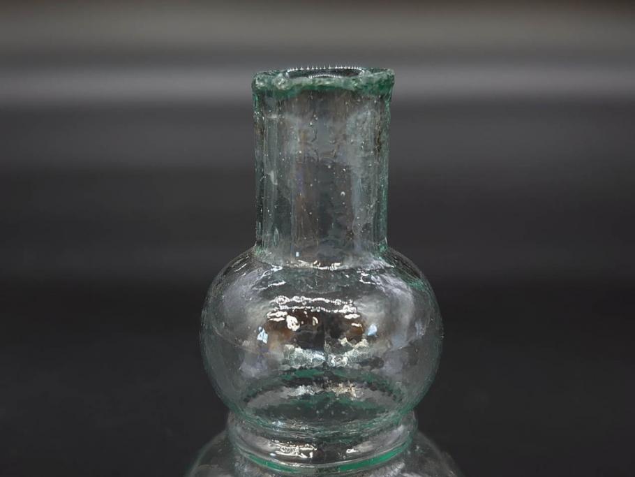 戦前　当時物　瓢箪型　気泡や絶妙なフォルムが味わいのあるニッキ水瓶5個セット(豆ガラス、ちびニッキ水、ガラス容器、駄菓子屋ビン、ペロペロ、レトロガラス、一輪挿し、ひょうたん)(R-076989)