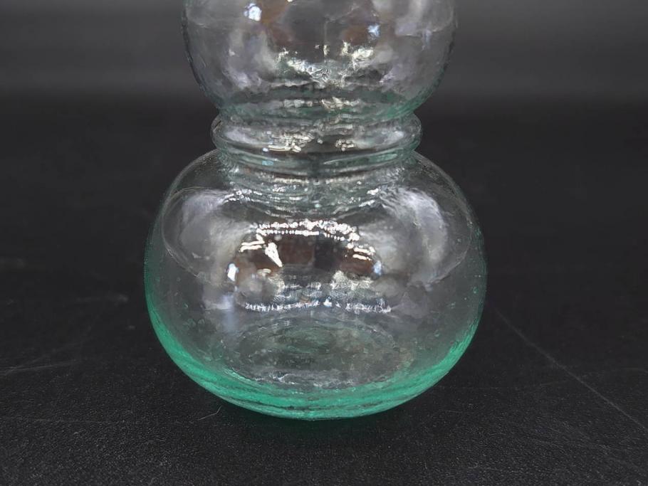 戦前　当時物　瓢箪型　気泡や絶妙なフォルムが味わいのあるニッキ水瓶5個セット(豆ガラス、ちびニッキ水、ガラス容器、駄菓子屋ビン、ペロペロ、レトロガラス、一輪挿し、ひょうたん)(R-076989)