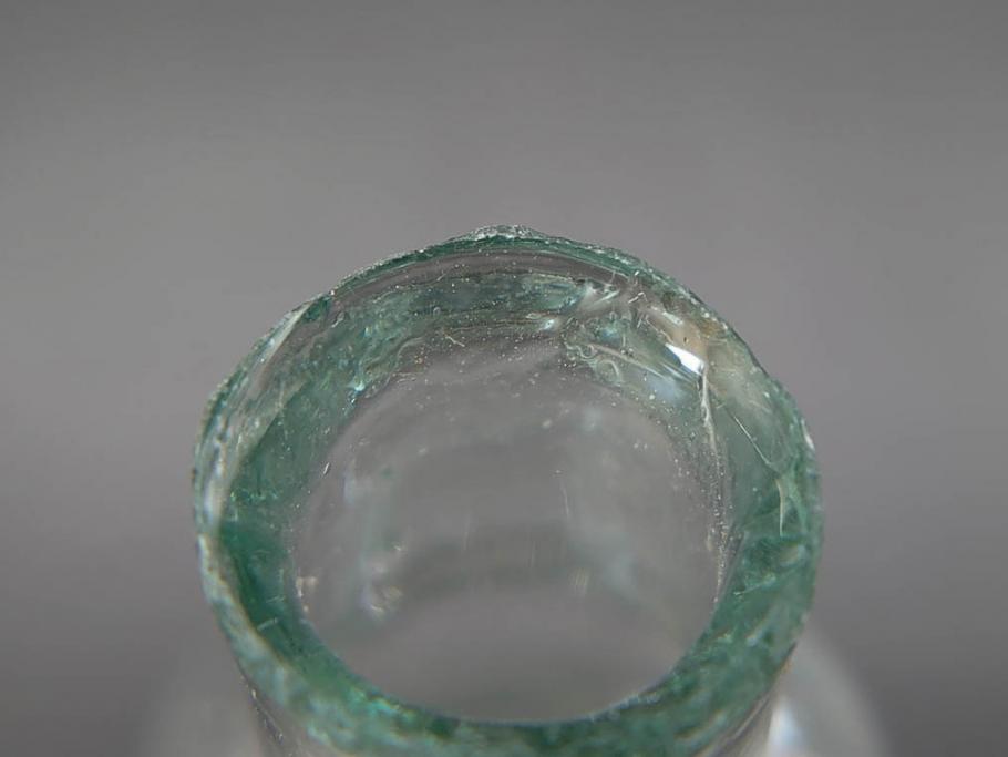 戦前　当時物　瓢箪型　気泡や絶妙なフォルムが味わいのあるニッキ水瓶5個セット(豆ガラス、ちびニッキ水、ガラス容器、駄菓子屋ビン、ペロペロ、レトロガラス、一輪挿し、ひょうたん)(R-076989)