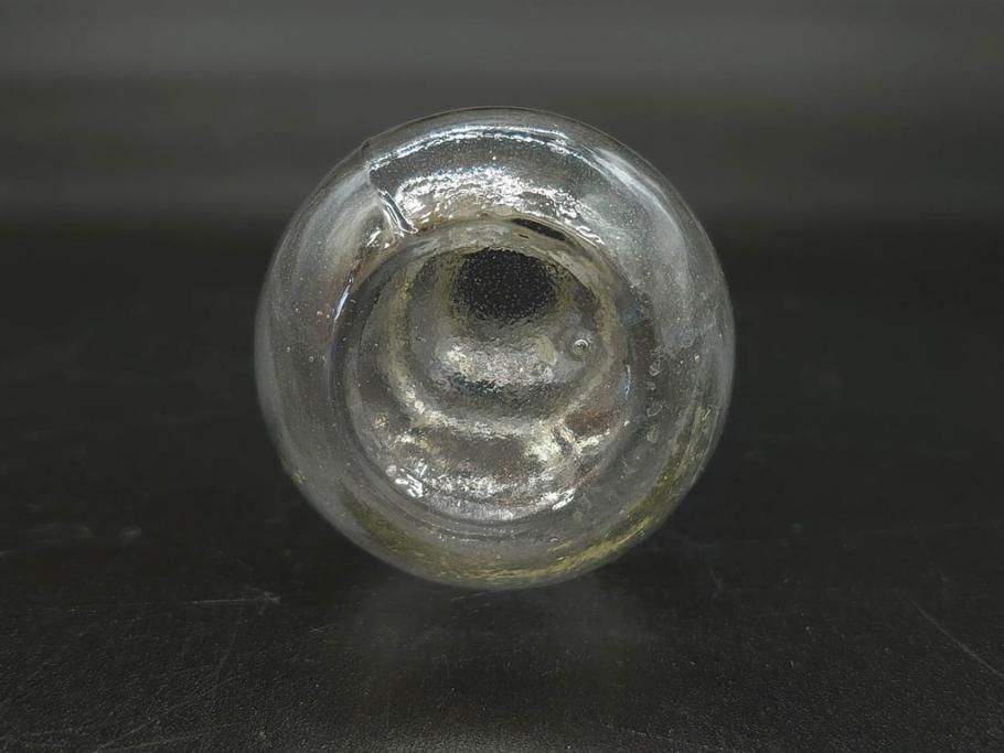 戦前　当時物　瓢箪型　気泡や絶妙なフォルムが味わいのあるニッキ水瓶5個セット(豆ガラス、ちびニッキ水、ガラス容器、駄菓子屋ビン、ペロペロ、レトロガラス、一輪挿し、ひょうたん)(R-076989)