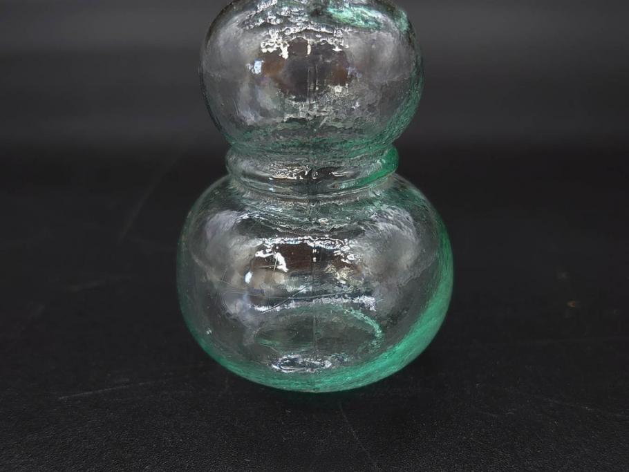 戦前　当時物　瓢箪型　気泡や絶妙なフォルムが味わいのあるニッキ水瓶5個セット(豆ガラス、ちびニッキ水、ガラス容器、駄菓子屋ビン、ペロペロ、レトロガラス、一輪挿し、ひょうたん)(R-076989)