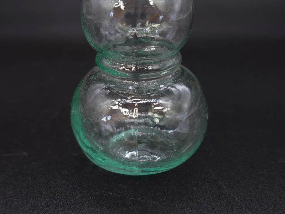 戦前　当時物　瓢箪型　気泡や絶妙なフォルムが味わいのあるニッキ水瓶5個セット(豆ガラス、ちびニッキ水、ガラス容器、駄菓子屋ビン、ペロペロ、レトロガラス、一輪挿し、ひょうたん)(R-076989)