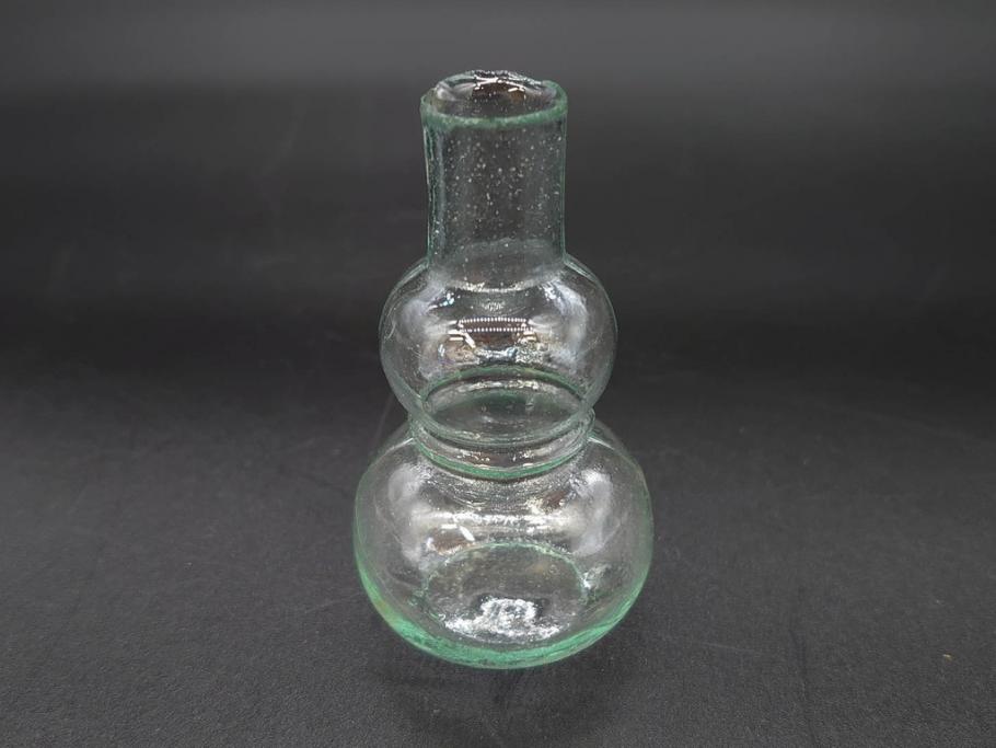 戦前　当時物　瓢箪型　気泡や絶妙なフォルムが味わいのあるニッキ水瓶5個セット(豆ガラス、ちびニッキ水、ガラス容器、駄菓子屋ビン、ペロペロ、レトロガラス、一輪挿し、ひょうたん)(R-076989)