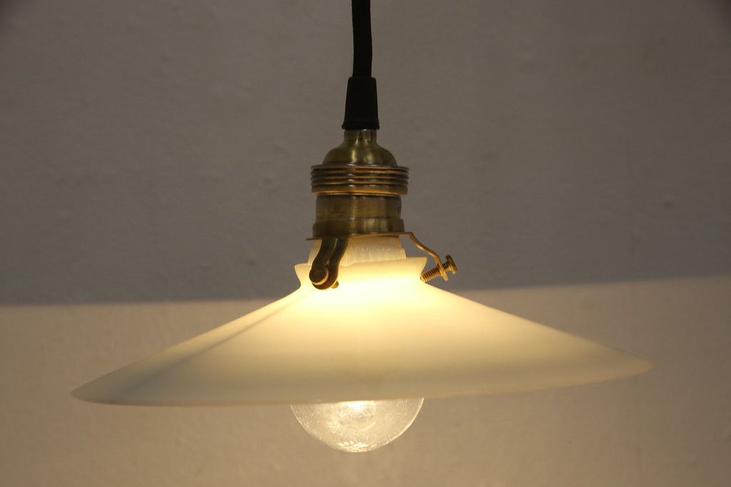 アンティーク照明　和製アンティーク　シンプルでありながらレトロな雰囲気を醸し出す平笠照明(天井照明、吊り下げ照明、ペンダントライト)(R-058583)