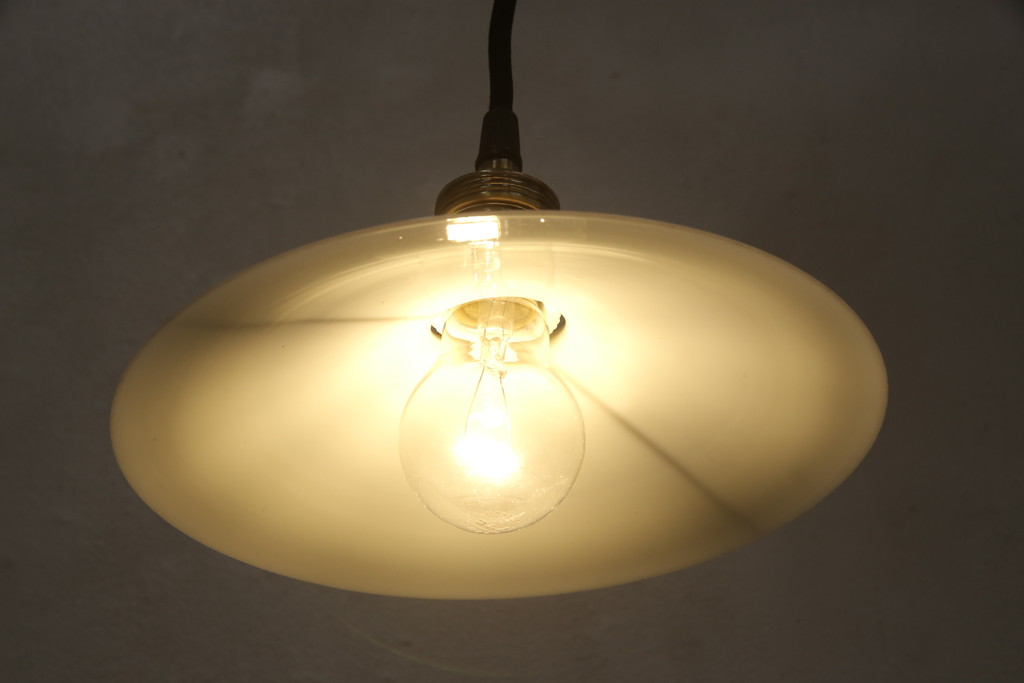 アンティーク照明　和製アンティーク　シンプルでありながらレトロな雰囲気を醸し出す平笠照明(天井照明、吊り下げ照明、ペンダントライト)(R-058583)