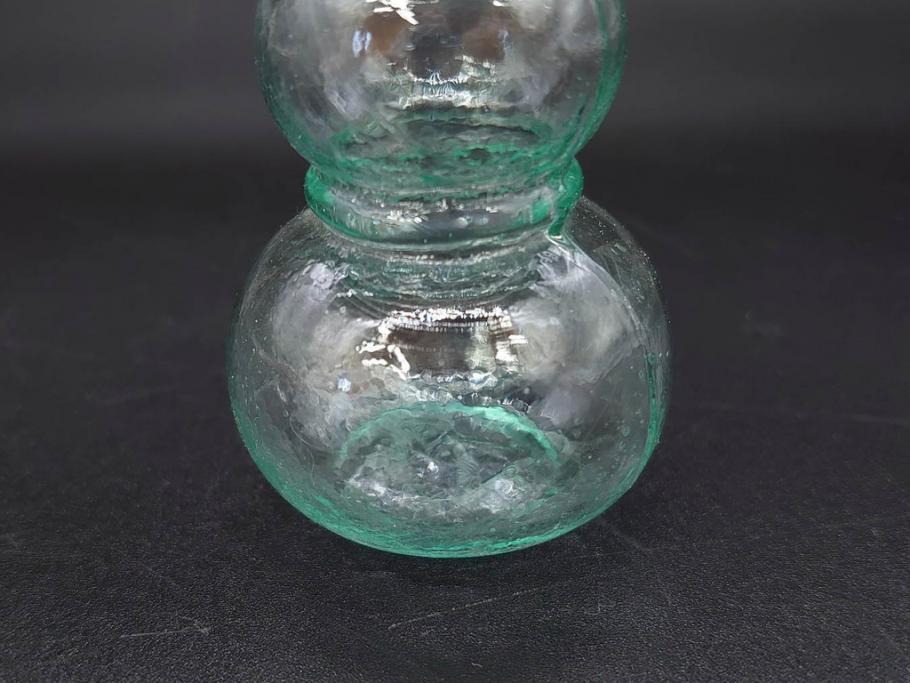 戦前　当時物　瓢箪型　気泡や絶妙なフォルムが味わいのあるニッキ水瓶5個セット(豆ガラス、ちびニッキ水、ガラス容器、駄菓子屋ビン、ペロペロ、レトロガラス、一輪挿し、ひょうたん)(R-076990)