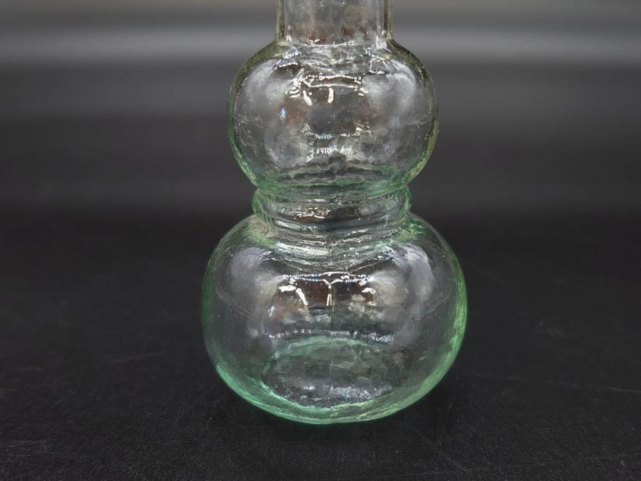 戦前　当時物　瓢箪型　気泡や絶妙なフォルムが味わいのあるニッキ水瓶5個セット(豆ガラス、ちびニッキ水、ガラス容器、駄菓子屋ビン、ペロペロ、レトロガラス、一輪挿し、ひょうたん)(R-076990)