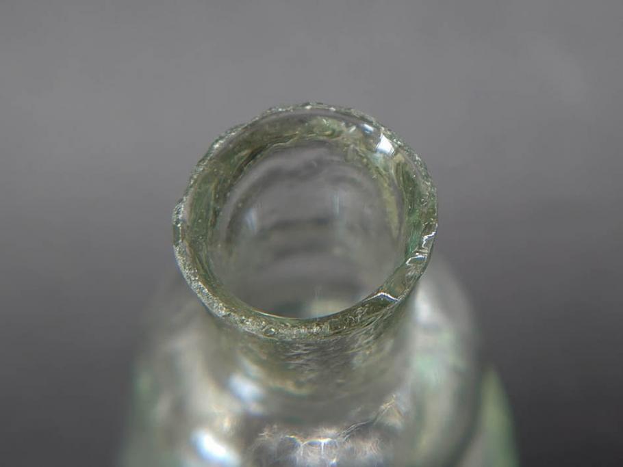 戦前　当時物　瓢箪型　気泡や絶妙なフォルムが味わいのあるニッキ水瓶5個セット(豆ガラス、ちびニッキ水、ガラス容器、駄菓子屋ビン、ペロペロ、レトロガラス、一輪挿し、ひょうたん)(R-076990)