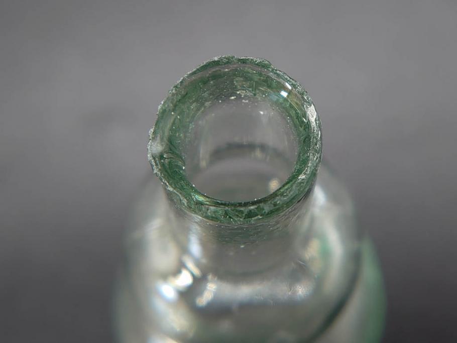 戦前　当時物　瓢箪型　気泡や絶妙なフォルムが味わいのあるニッキ水瓶5個セット(豆ガラス、ちびニッキ水、ガラス容器、駄菓子屋ビン、ペロペロ、レトロガラス、一輪挿し、ひょうたん)(R-076990)
