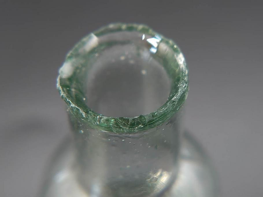 戦前　当時物　瓢箪型　気泡や絶妙なフォルムが味わいのあるニッキ水瓶5個セット(豆ガラス、ちびニッキ水、ガラス容器、駄菓子屋ビン、ペロペロ、レトロガラス、一輪挿し、ひょうたん)(R-076990)
