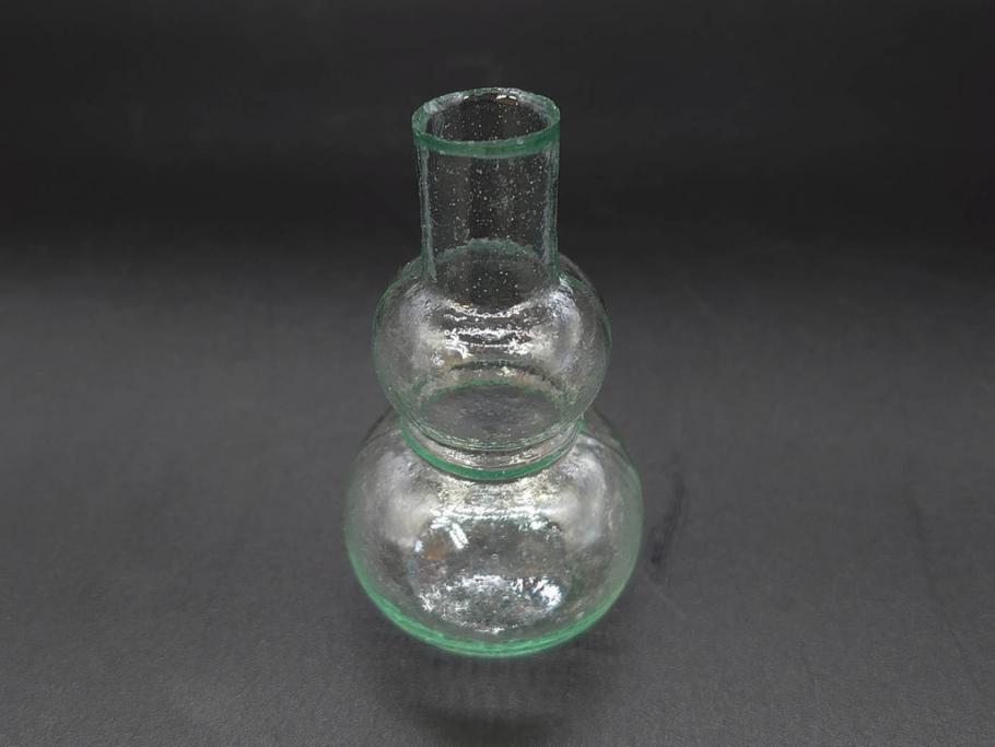 戦前　当時物　瓢箪型　気泡や絶妙なフォルムが味わいのあるニッキ水瓶5個セット(豆ガラス、ちびニッキ水、ガラス容器、駄菓子屋ビン、ペロペロ、レトロガラス、一輪挿し、ひょうたん)(R-076990)