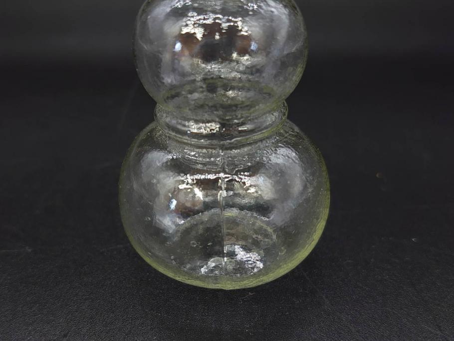戦前　当時物　瓢箪型　気泡や絶妙なフォルムが味わいのあるニッキ水瓶5個セット(豆ガラス、ちびニッキ水、ガラス容器、駄菓子屋ビン、ペロペロ、レトロガラス、一輪挿し、ひょうたん)(R-076991)